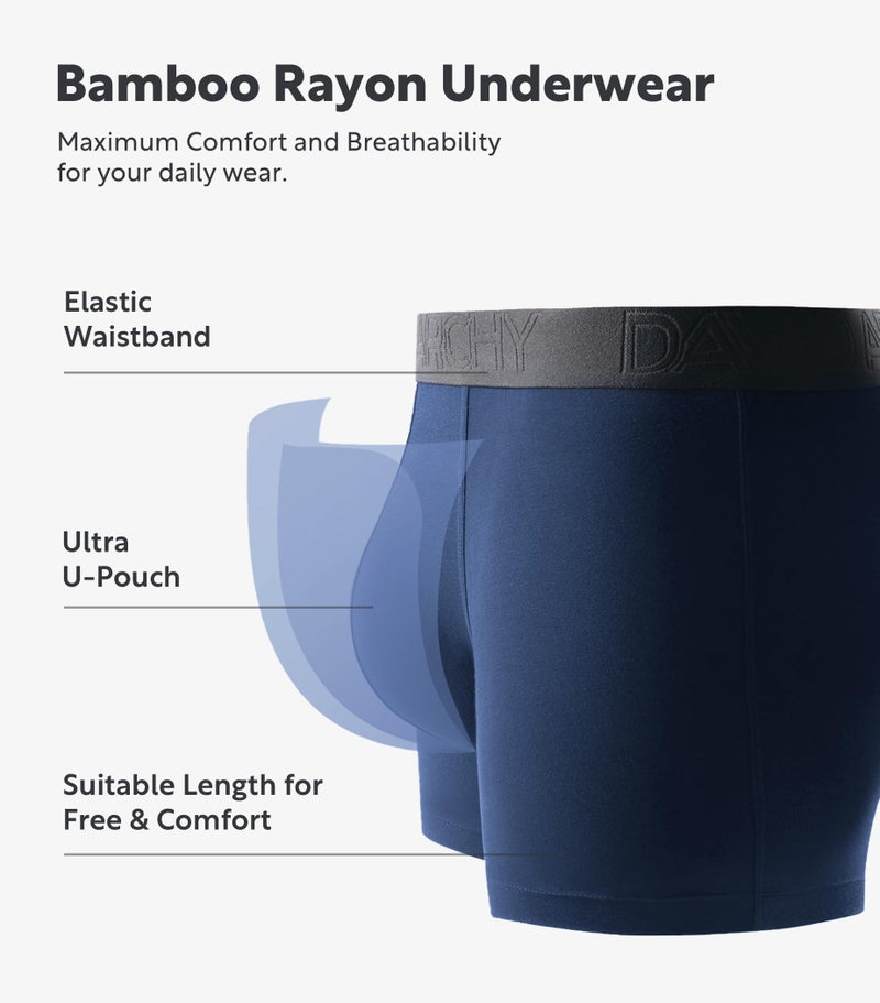 DAVID ARCHY دايفيد آرتشي سراويل داخلية للرجال مصنوعة من الرايون الناعم القابل للتنفس من الخيزران، بدون فتحة، عبوة 4 قطع، مقاس L 2.5'' - Image 5