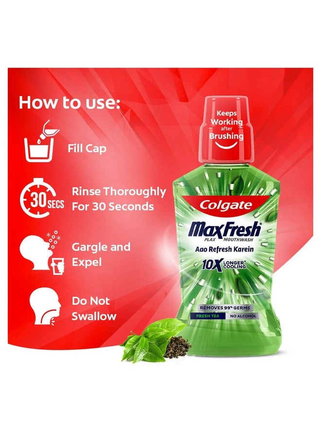 Colgate - Maxfresh Plax Antibacterial Mouthwash, 24/7 Fresh Breath With Natural Tea Extracts, Alcohol Free Mouth Wash Liquid For Bad Breath - 500Ml Fresh Tea (Complete Oral Care) - Image 1