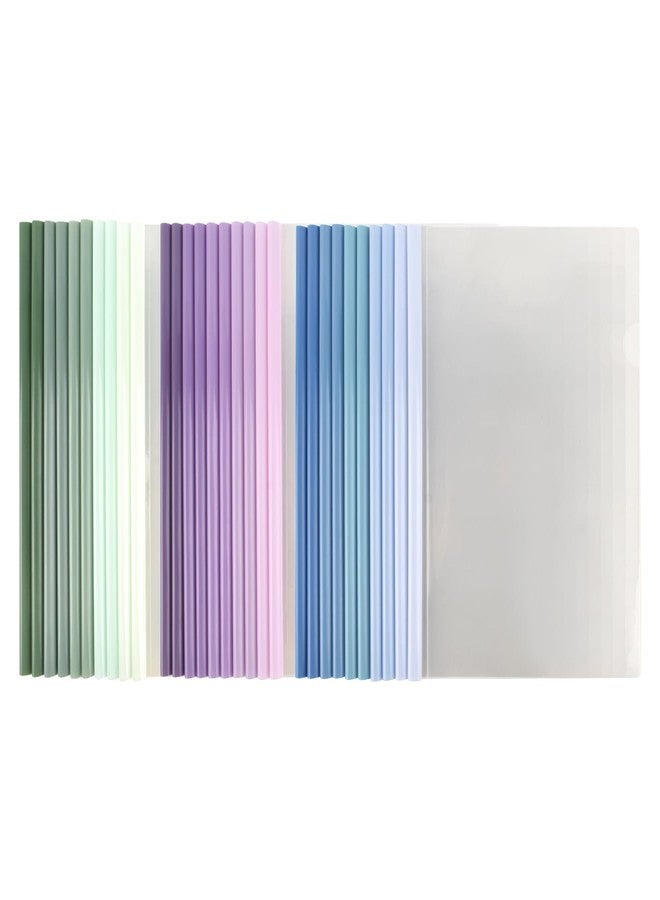 Luckforest Clear Report Covers with Sliding Bars, 30 Pcs Three Gradient Colors Sliding Bar File Folders (60 Sheet Capacity), Sky Blue, Forest Green, Gradient Violet - Image 1