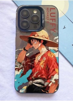 iPhone 15 Pro Max Case with Anime One Piece Luffy Pattern, UV Painting PC Hard Phone Case, Anti-Scratch Shockproof Anti-Yellowing Case Cover for Apple iPhone 15 Pro Max