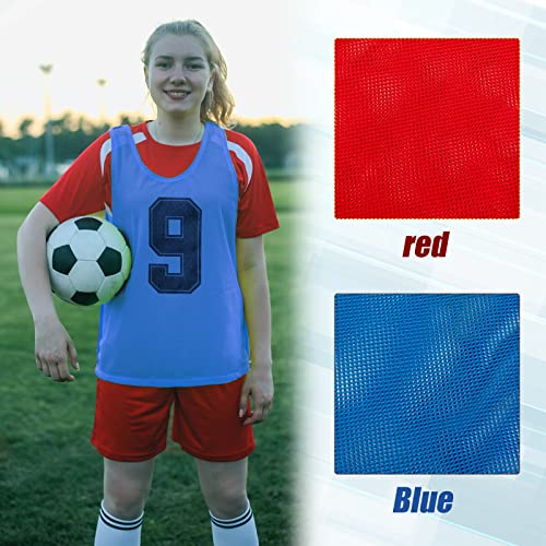 Vabean 24 Pack Nylon Mesh Scrimmage Team Practice Vests Pinnies Jerseys Train Vest for Adult Sport Basketball Soccer Football (Blue, Red) - Image 4