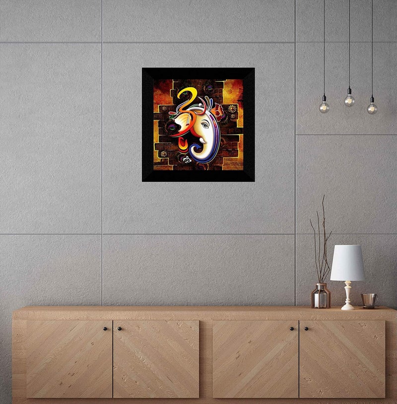 SAF SAF Ganesha UV Coated Home Decorative Gift Item Frame Painting 12 inch X 12 inch SANFO89(Multicolor) - Image 2