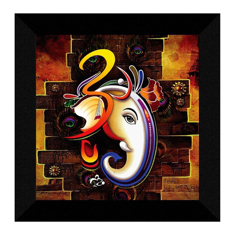 SAF SAF Ganesha UV Coated Home Decorative Gift Item Frame Painting 12 inch X 12 inch SANFO89(Multicolor) - Image 1