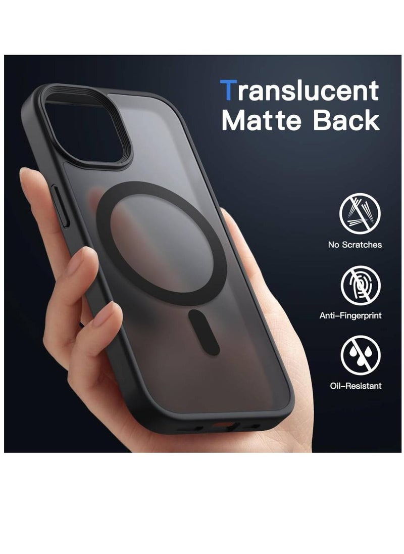 ZOOMEE - Protective Hard Slim Translucent Military Grade Protection Magnetic MagSafe Shockproof Case Cover For iPhone 15 6.1 Inch - Black - Image 1