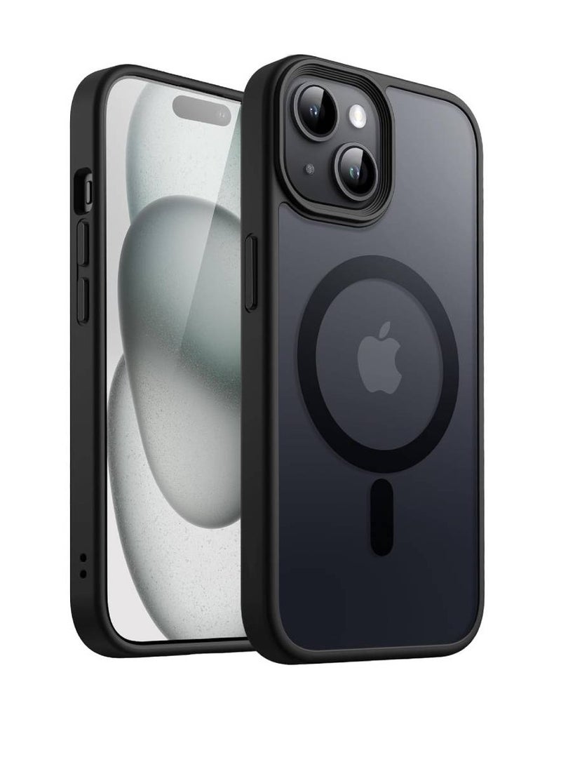 ZOOMEE - Protective Hard Slim Translucent Military Grade Protection Magnetic MagSafe Shockproof Case Cover For iPhone 15 6.1 Inch - Black - Image 1