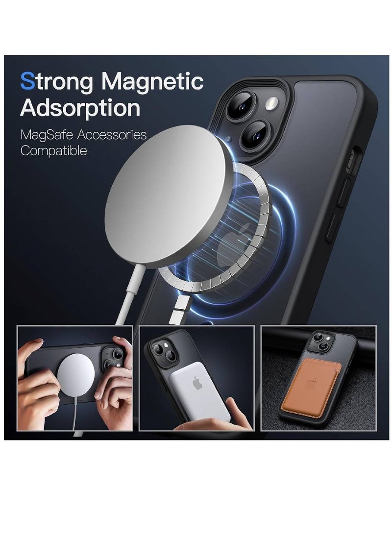 ZOOMEE - Protective Hard Slim Translucent Military Grade Protection Magnetic MagSafe Shockproof Case Cover For iPhone 15 6.1 Inch - Black - Image 1