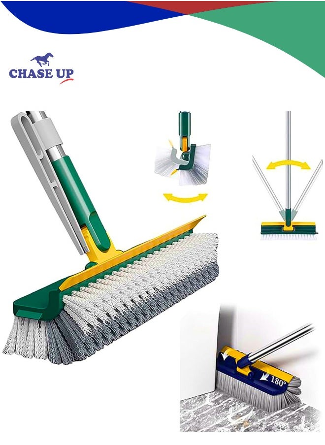 Chase Up 3 in 1 Floor Scrub Brush with Long Handle, Scrape and Heavy-Duty Stiff Bristle Scrubber Brush 180° Rotate Magic Floor Brush with Hair Clip, cleaning brush for Cleaning Shower Bathroom,Kitchen  - Image 1
