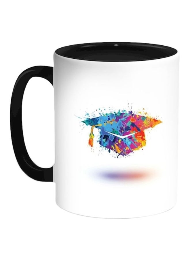 Graduation Hat Printed Coffee Mug White/Black/Blue