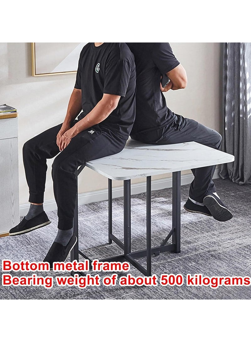 DubaiGallery 6 People Modern Folding Dining Table by 6 Wheels, 0.7 Inches Thick Table Top Movable Kitchen Table - Image 3