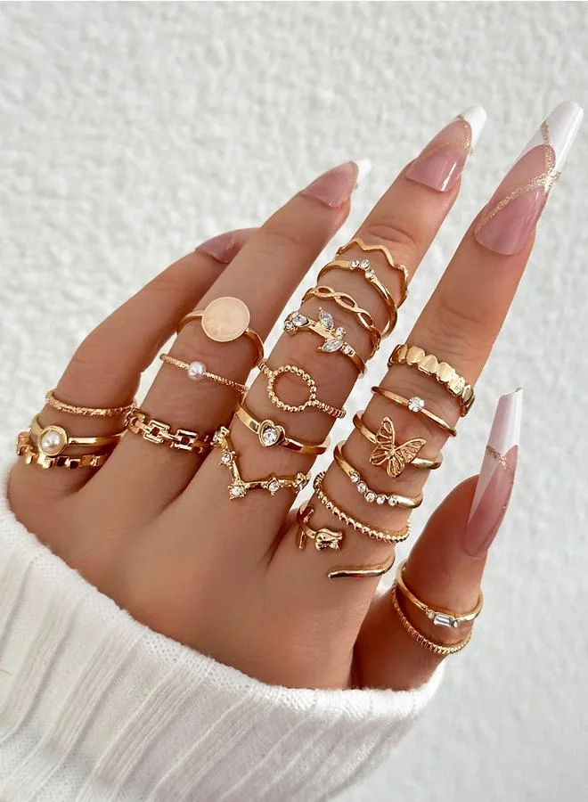 Take Two Take Two Set of 21 - Gold Tone Stackable Rings