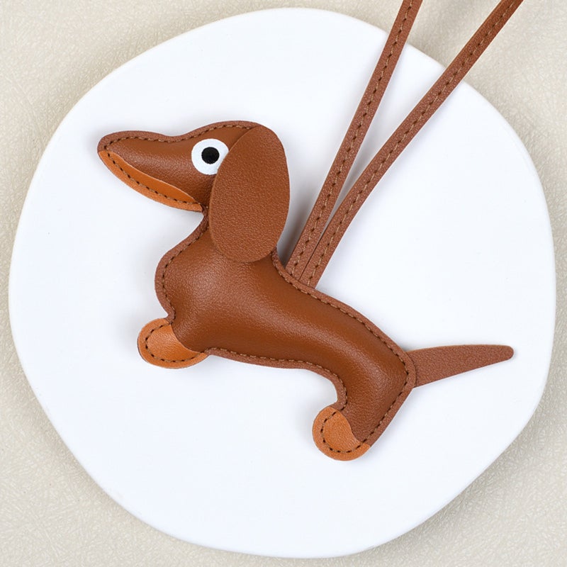Dachshund Keychain: Light Brown High-Quality PU Leather - Adorable Cartoon Design Key Organizer for Unisex Gift, Daily Carry & Collectible Use - Image 1