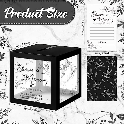 Pajean 50 Pcs Greenery Share a Memory Cards for Collections of Life Memory Guest Cards Box Ideas for Funeral Graduation Wedding Bridal Shower Birthday Anniversary RetirementBlack - Image 3