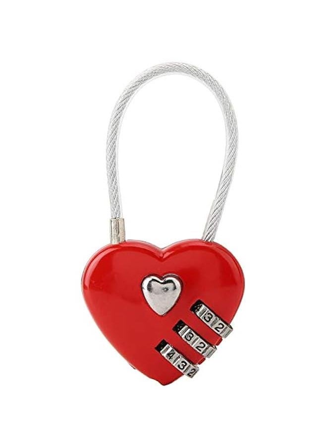 Generic - Heart Shape Code Lock compact mini size with 3 Digit Code Combination for luggage, backpack, jewelry box, hall locker(red) - Image 1