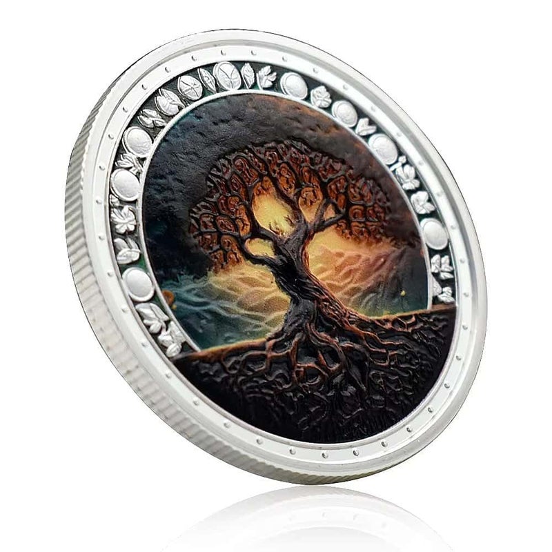 Rumkou Tree of Life Challenge Coin Home Decor Challenge Coin Collection Gift (Silvery) - Image 4