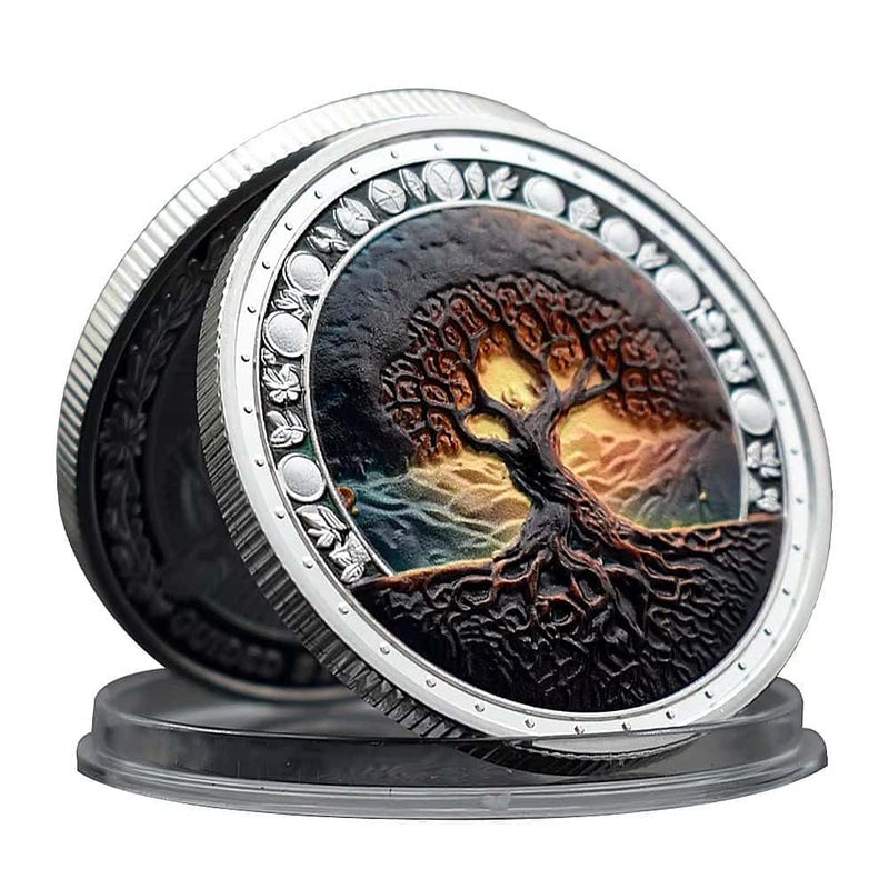 Rumkou Tree of Life Challenge Coin Home Decor Challenge Coin Collection Gift (Silvery) - Image 5