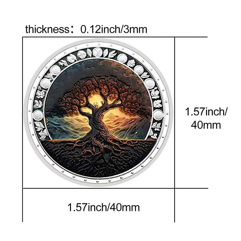 Rumkou Tree of Life Challenge Coin Home Decor Challenge Coin Collection Gift (Silvery) - Image 2