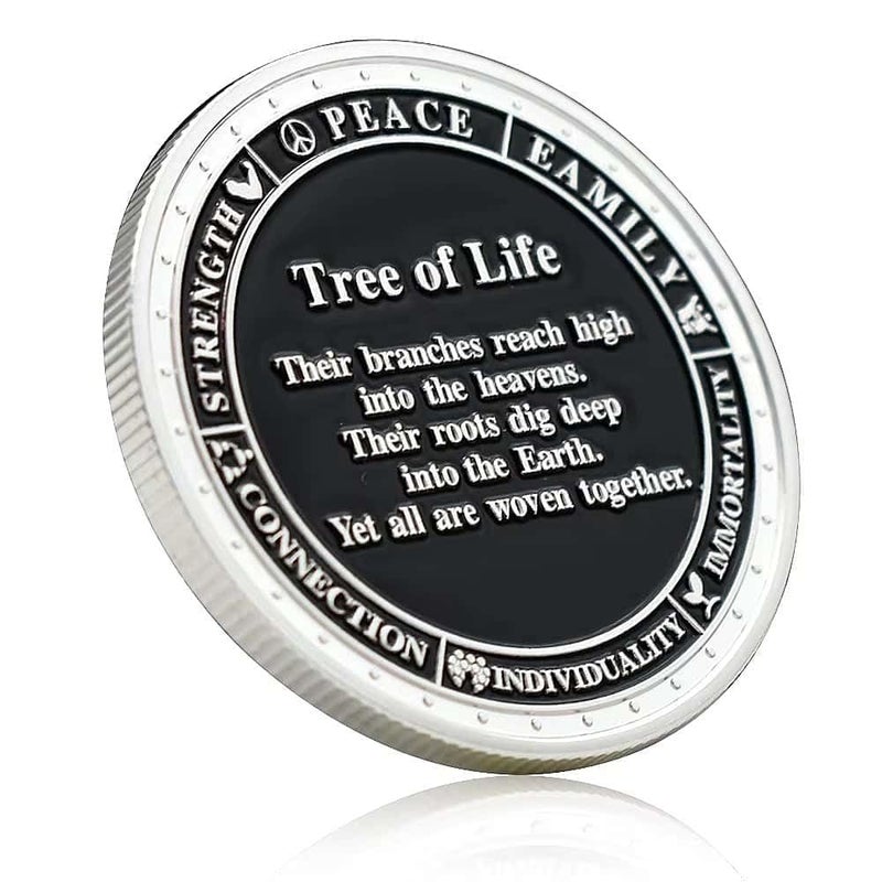 Rumkou Tree of Life Challenge Coin Home Decor Challenge Coin Collection Gift (Silvery) - Image 3
