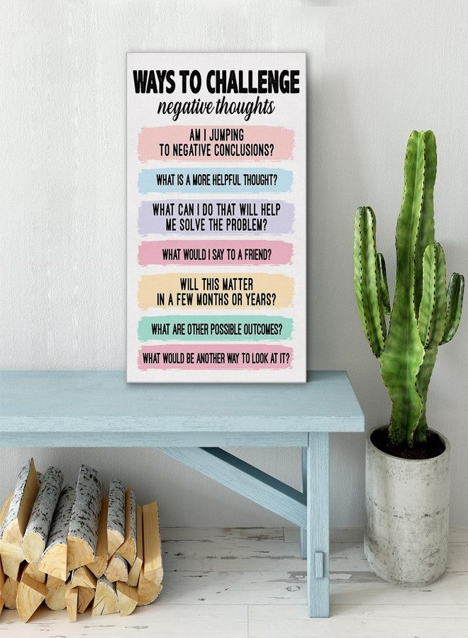 Zauly Challenging Negative Thoughts Mental Health Wall Art Canvas Painting Print Framed CBT Canvas Sign for Therapy Office Counselor Office Decor (12x15 Inch) - Image 5