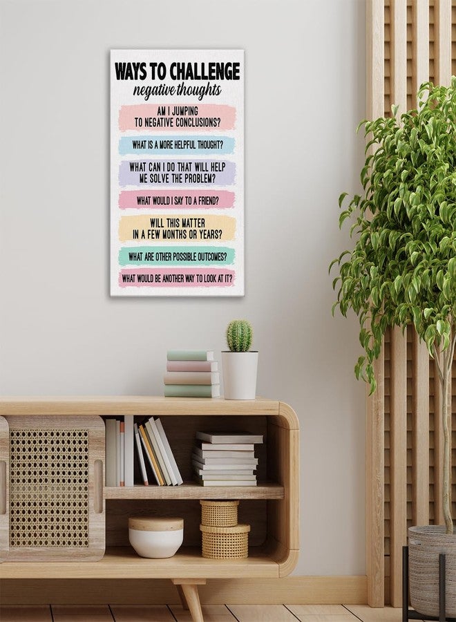 Zauly Challenging Negative Thoughts Mental Health Wall Art Canvas Painting Print Framed CBT Canvas Sign for Therapy Office Counselor Office Decor (12x15 Inch) - Image 4