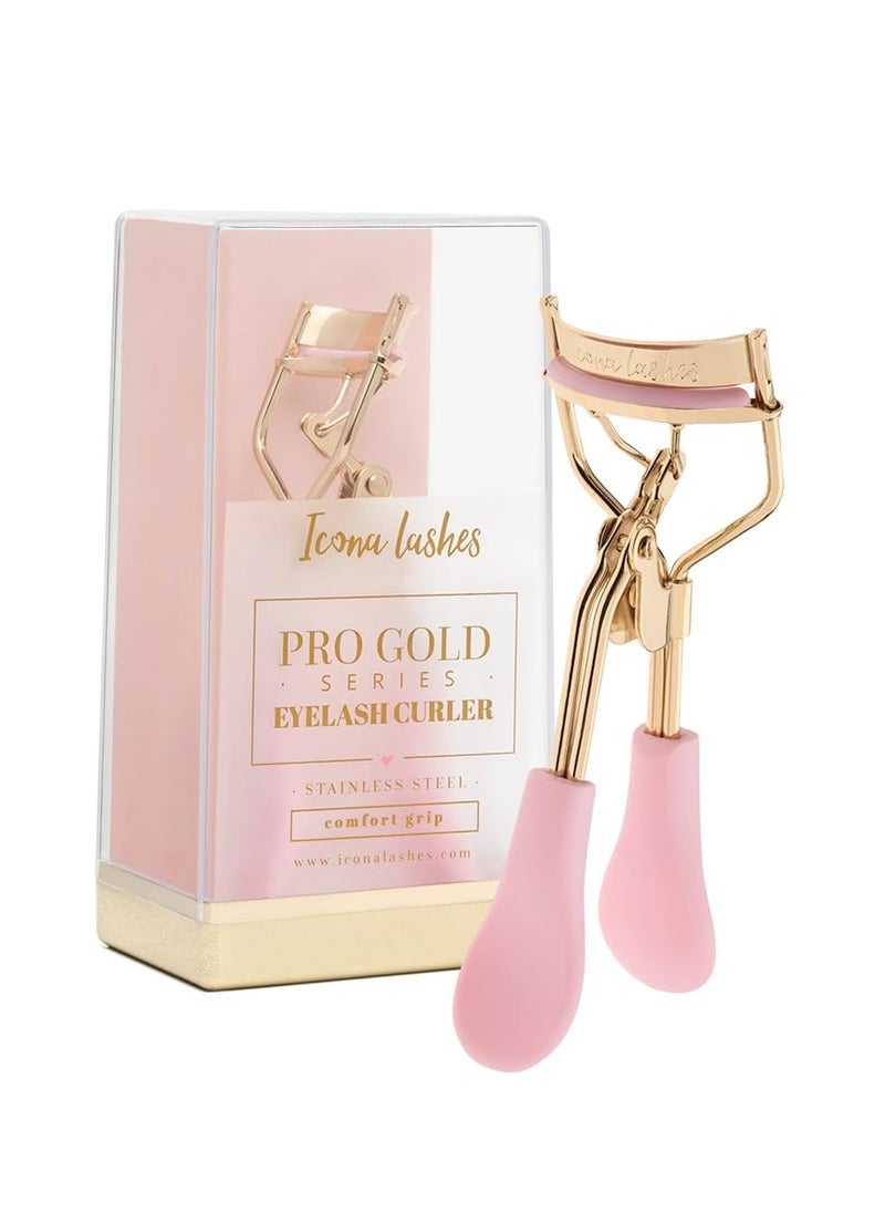 Icona Lashes Eyelash Curler - 24K Gold-Plated Stainless Steel Precision Eye Lash Curler for Lush, Luxurious Lashes - Silicone Eyelash Curler Pads, Ergonomic Cushioned Handles - with Replacement Pads  - Image 1