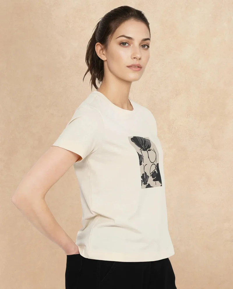 Rareism Women's Soft Cotton-Poly Blend T-Shirt