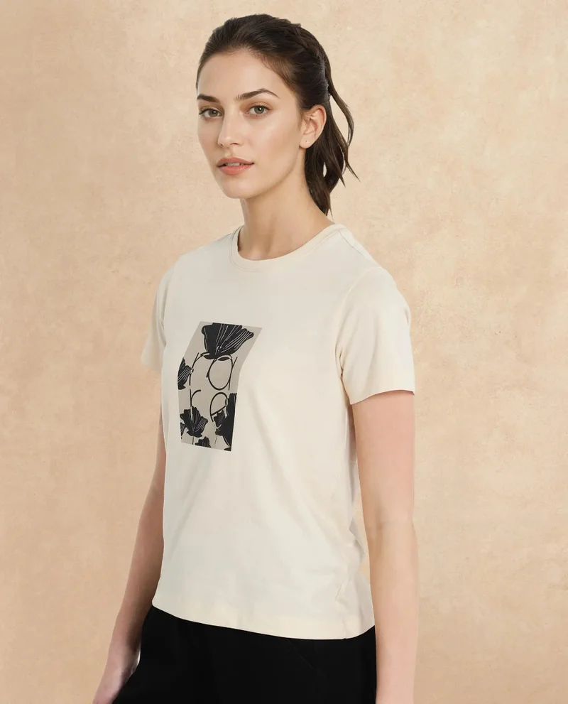 Rareism Women's Soft Cotton-Poly Blend T-Shirt
