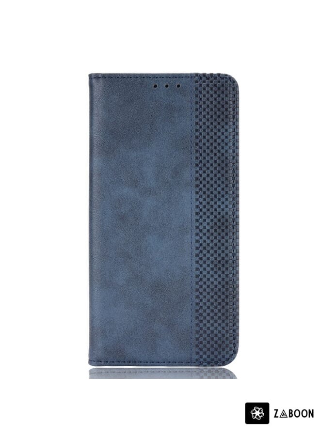 جراب هاتف جلدي بمشبك مغناطيسي بتصميم كلاسيكي لهاتف Itel P40 (أزرق)