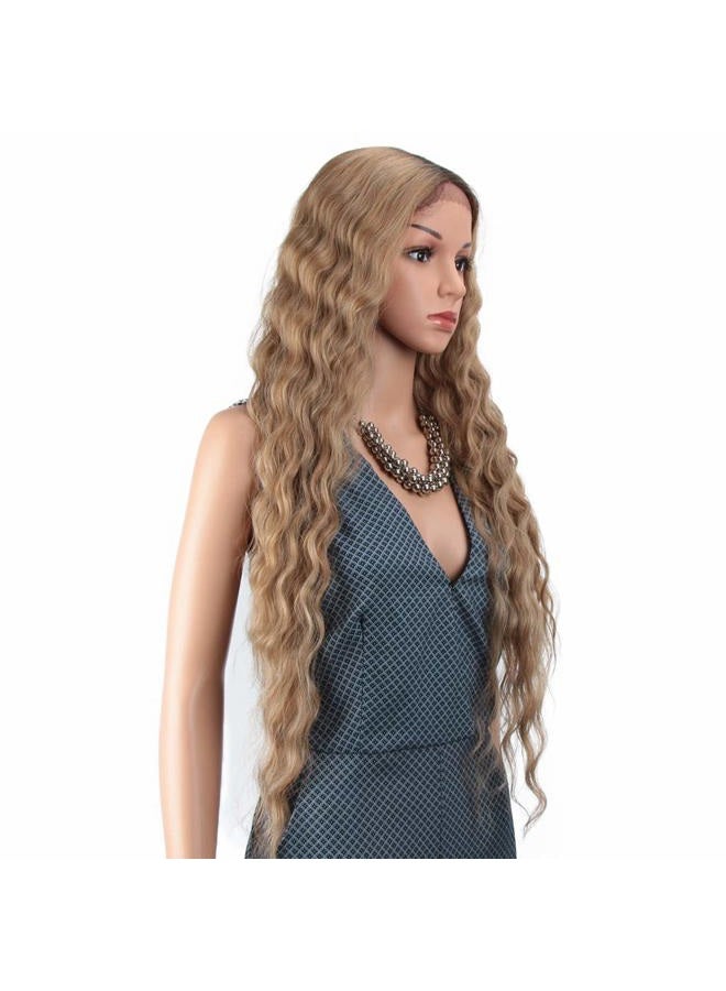 Joedir Lace Front Wigs 30'' Long Wavy Synthetic Wigs For Black Women 130% Density Ombre Wigs with Baby Hair Heat Resistant Wig(RT6/23C) - Image 3