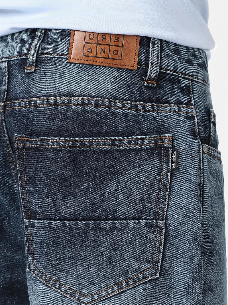 Urbano Fashion  Urbano Fashion Men's Dark Blue Loose Baggy Fit Washed Jeans Non-Stretchable  | Best Price UAE