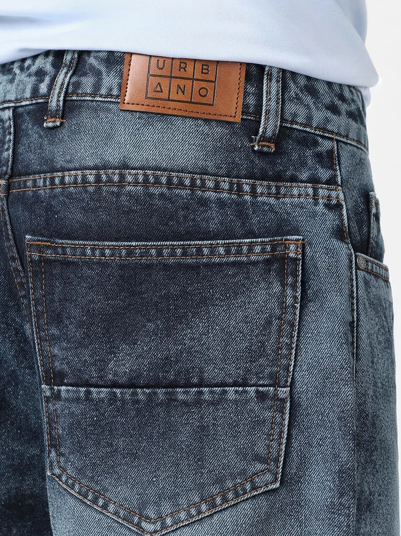 Urbano Fashion  Urbano Fashion Men's Dark Blue Loose Baggy Fit Washed Jeans Non-Stretchable  | Best Price UAE