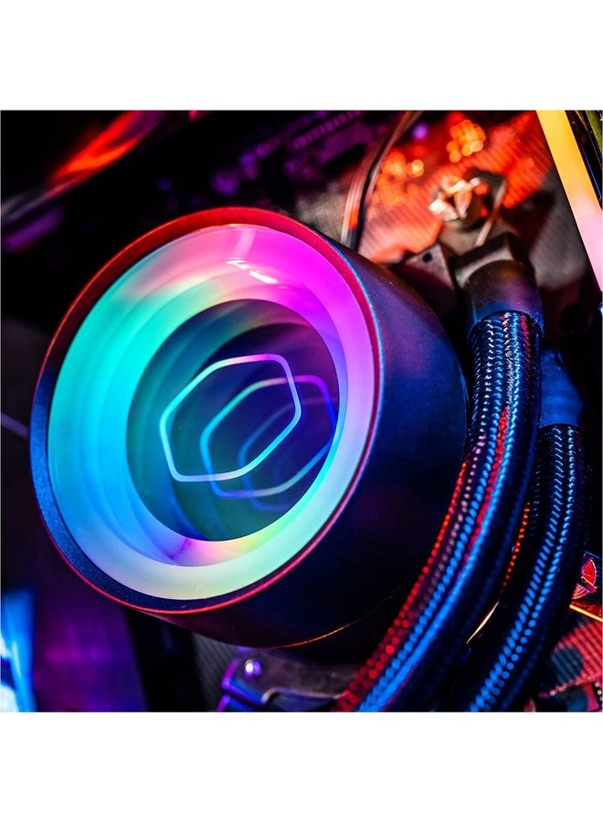COOLER MASTER Master Liquid ML240 Mirror ARGB CPU Liquid Cooler 3Rd Gen Pump AIO Water Cooling System 2X120Mm Sickle Flow V2 Fans Enhanced 240Mm Radiator AMD And Intel Socket Compatible 240 Black - Image 5