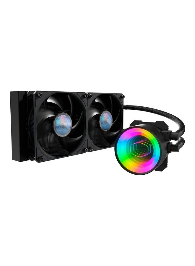 COOLER MASTER Master Liquid ML240 Mirror ARGB CPU Liquid Cooler 3Rd Gen Pump AIO Water Cooling System 2X120Mm Sickle Flow V2 Fans Enhanced 240Mm Radiator AMD And Intel Socket Compatible 240 Black - Image 1