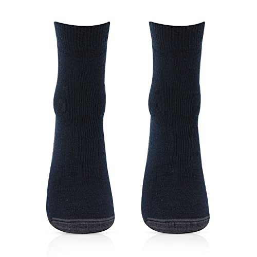 Bonjour Men's Woolen Navy Color Anti-Skid (Gripper) Indoor Socks -Pack Of 2, Navy Color - Image 2