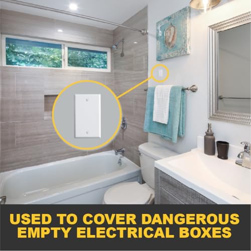 Faith Blank Wall Plate Cover, 1-Gang Standard Size Blank Outlet Cover, White, 10-Pack - Image 4