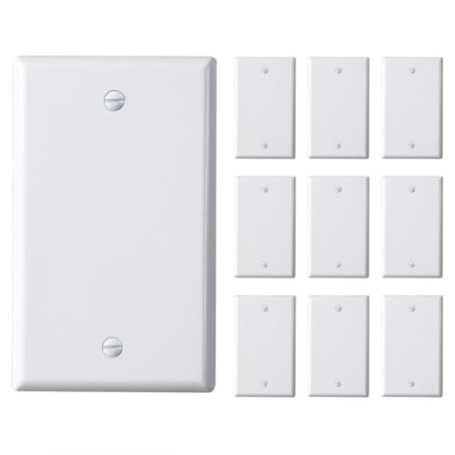 Faith Blank Wall Plate Cover, 1-Gang Standard Size Blank Outlet Cover, White, 10-Pack - Image 1