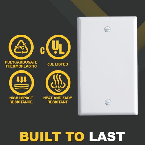 Faith Blank Wall Plate Cover, 1-Gang Standard Size Blank Outlet Cover, White, 10-Pack - Image 2