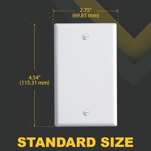 Faith Blank Wall Plate Cover, 1-Gang Standard Size Blank Outlet Cover, White, 10-Pack - Image 3