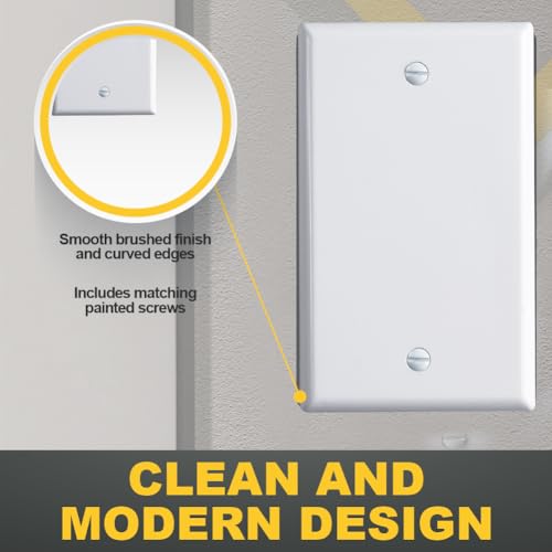 Faith Blank Wall Plate Cover, 1-Gang Standard Size Blank Outlet Cover, White, 10-Pack - Image 5