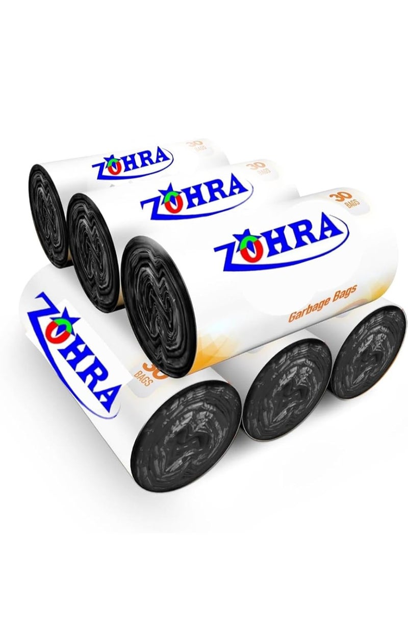 Zohra ZOHRA Garbage Bags Medium 19 x 21 Inches 30 BagsRoll Pack Of 6 Black Plastic 6x30180 ECO Friendly - Image 1