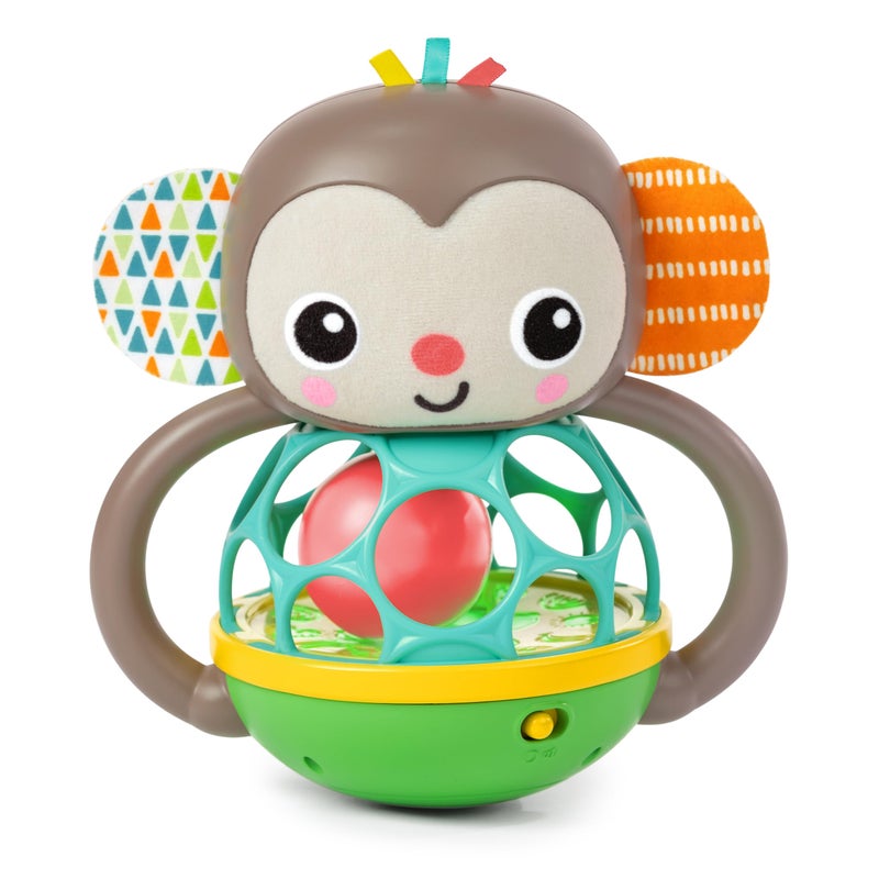 Bright Starts Grab & Giggle Monkey Light-Up Musical Rattle Toy with Easy-Grasp Oball, Ages 6 Months+, Unisex - Image 1