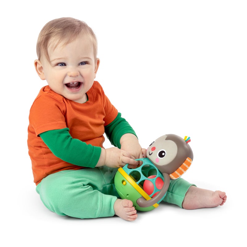 Bright Starts Grab & Giggle Monkey Light-Up Musical Rattle Toy with Easy-Grasp Oball, Ages 6 Months+, Unisex - Image 2