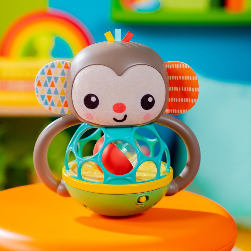 Bright Starts Grab & Giggle Monkey Light-Up Musical Rattle Toy with Easy-Grasp Oball, Ages 6 Months+, Unisex - Image 3