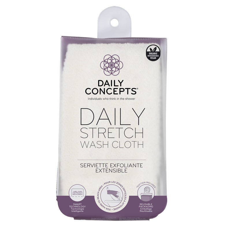 DAILY CONCEPTS Daily Stretch Wash Cloth Reusable Packaging for Whole Body Exfoliation Stretches Upto Three Times its Size Vigorous Texture Safe for All Skin Types 68g - Image 2