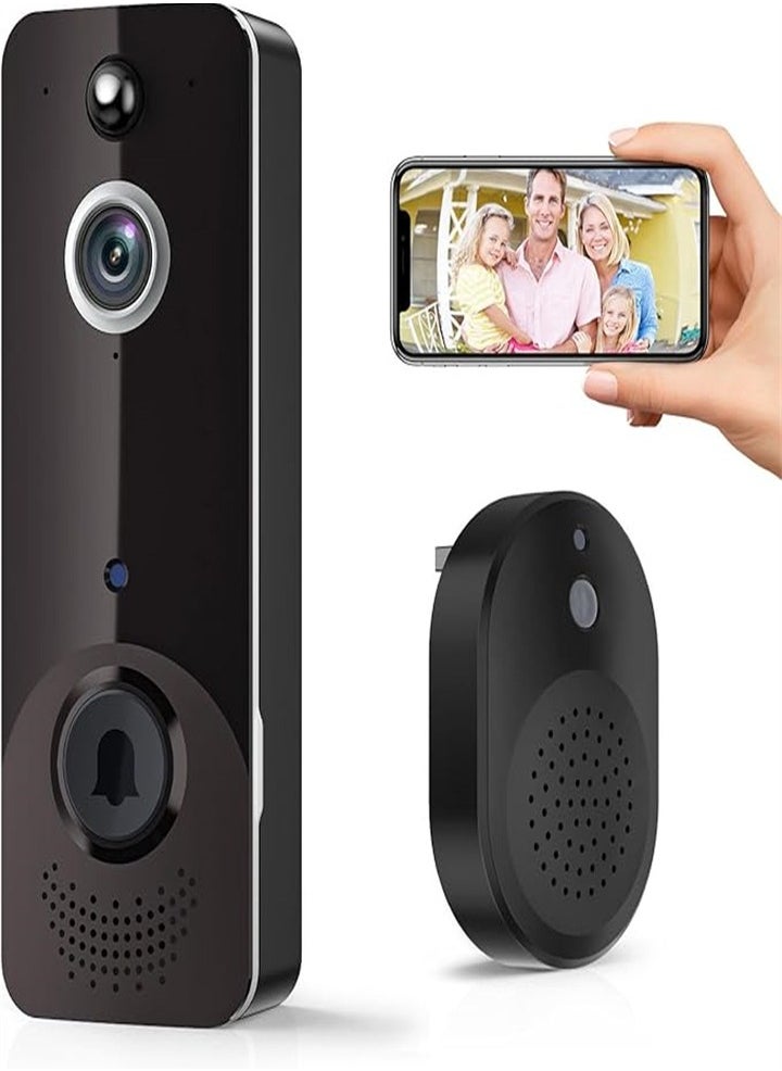 Wireless doorbell, WiFi doorbell with free ringtones, battery powered, real-time display