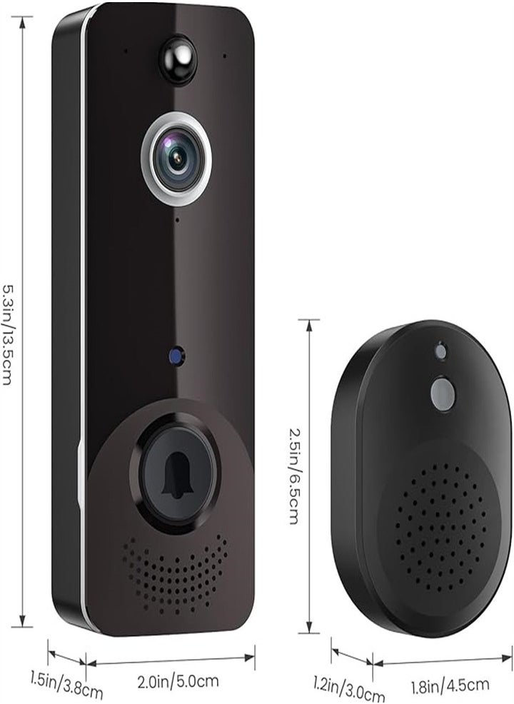 Wireless doorbell, WiFi doorbell with free ringtones, battery powered, real-time display