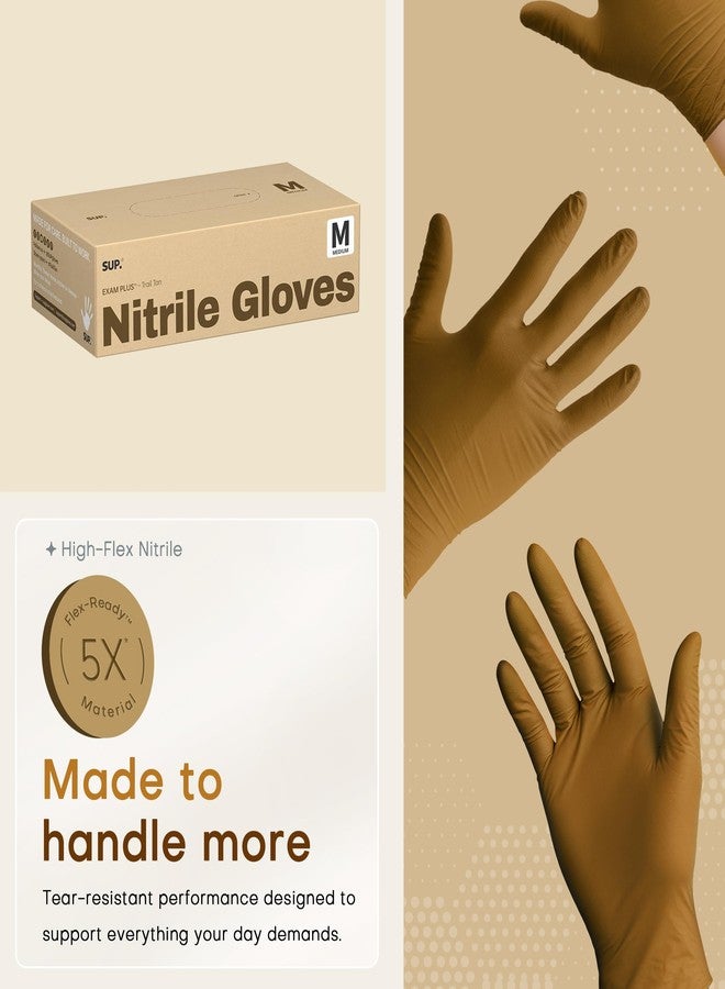 SUP Powder-Free Nitrile Gloves, 100 Count Food Safe Latex-Free Disposable Gloves for Medical Cooking Cleaning Food Prep, Tan (Medium) - Image 4