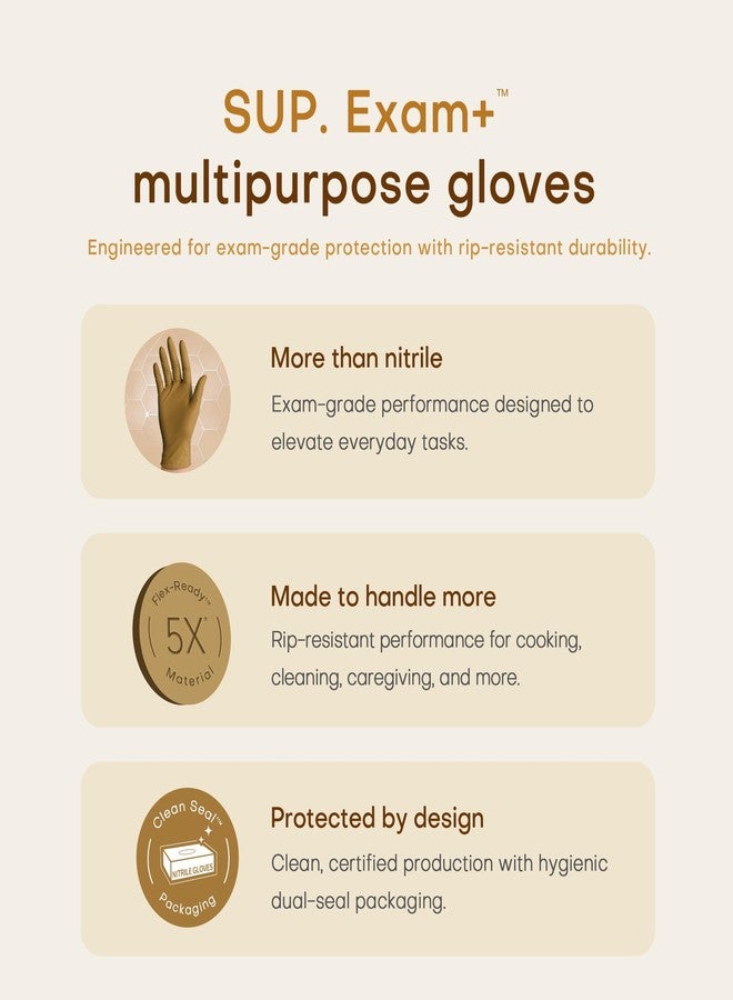 SUP Powder-Free Nitrile Gloves, 100 Count Food Safe Latex-Free Disposable Gloves for Medical Cooking Cleaning Food Prep, Tan (Medium) - Image 2