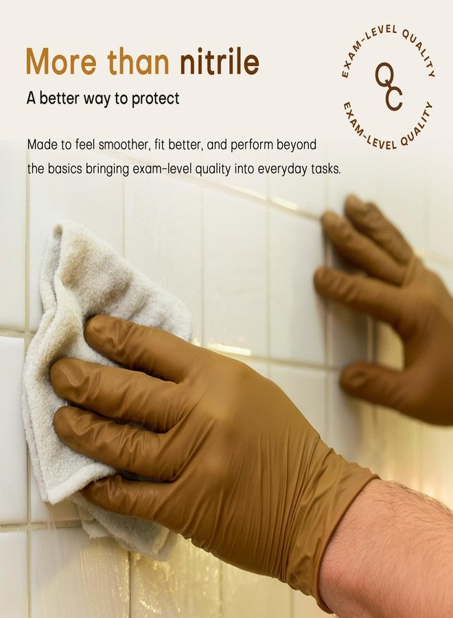 SUP Powder-Free Nitrile Gloves, 100 Count Food Safe Latex-Free Disposable Gloves for Medical Cooking Cleaning Food Prep, Tan (Medium) - Image 3