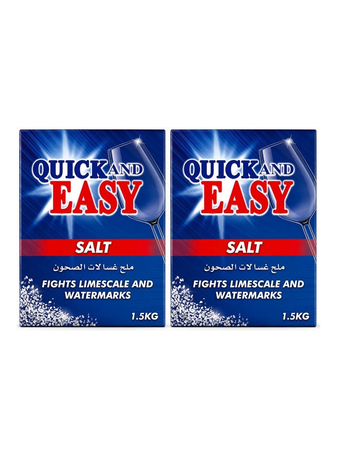QUICK AND EASY ملح غسالة الصحون السريع والسهلة 1.5 كجم عبوة من 2 - Image 1