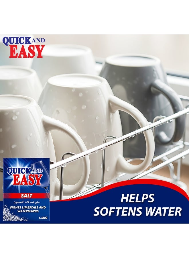 QUICK AND EASY ملح غسالة الصحون السريع والسهلة 1.5 كجم عبوة من 2 - Image 4
